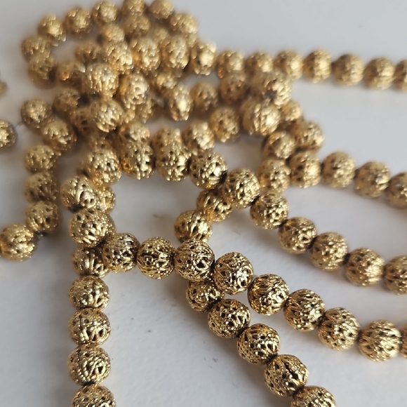Triple Strand Gold Beaded Necklace - Picture 8 of 8